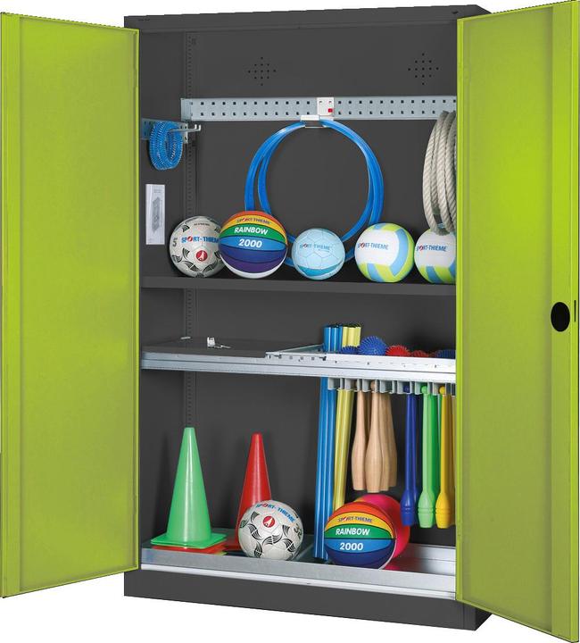 C+P Modul-Sportgeräteschrank mit Komplettausstattung (HxBxT: 195x120x50 cm, mit Vollblech-Flügeltüren)