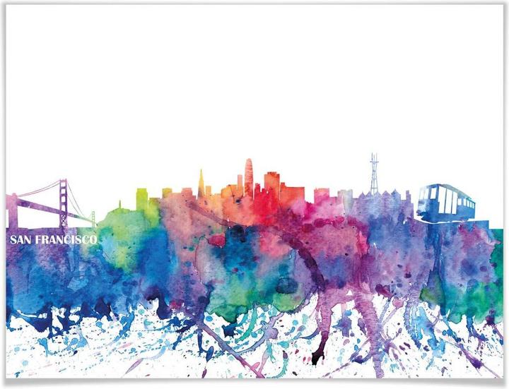 Immagine prodotto Trenddeko San Francisco Skyline ad acquerello (120 x 100 cm)