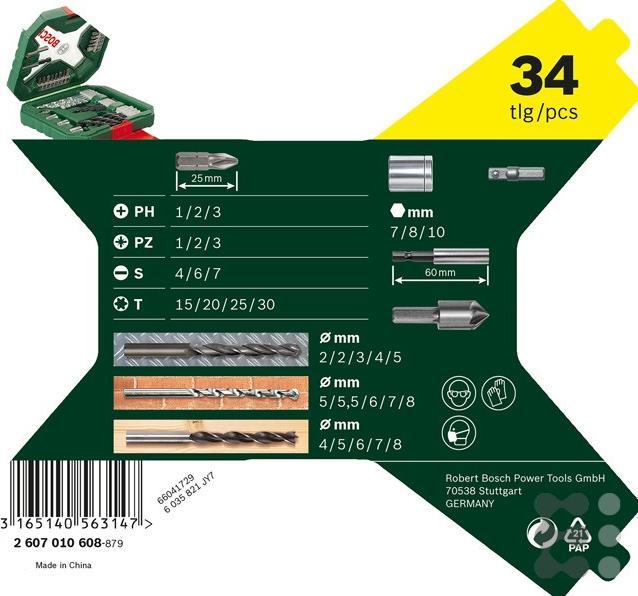 Immagine prodotto Bosch Zubehör X - Linea Classica di punte e set di punte 34 pezzi (6 mm, 5,5 mm, 7 mm, 3 mm, 5 mm, 8 mm, 2 mm, 4 mm)