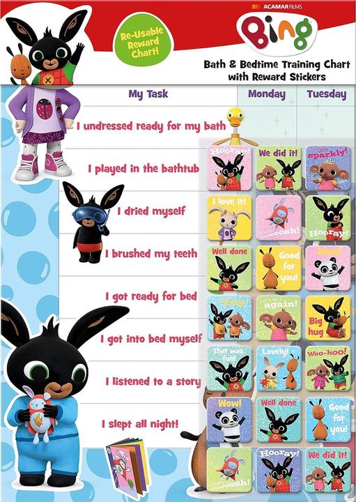 Image du produit Bing Bunny - Tableau de récompense avec autocollants SPLASHY BATH AND BEDTIME