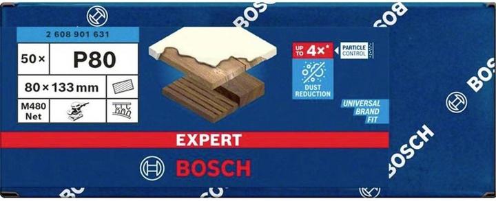Image du produit Bosch Professional Zubehör Accessories 2608901631 Filet de ponçage pour ponceuse vibrante Grain 80 (L x l) 133mm x 80mm 50p. (80 Poids)