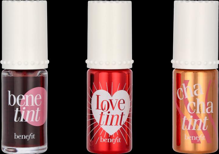 Actual product image BeneFit Cosmetics Lip Tints to Love (Violet, Gold, Red)