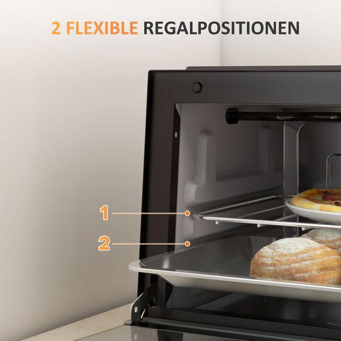 Produktbild Swisshandel24 Minibackofen 9L Mini Ofen mit Backblech, Grillrost, 100 °C-230 °C Edelstahl, schwarz