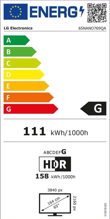 Energie-Label LG 65NANO769QA (65", NANO769, Nano-Cell, 4K, 2022)