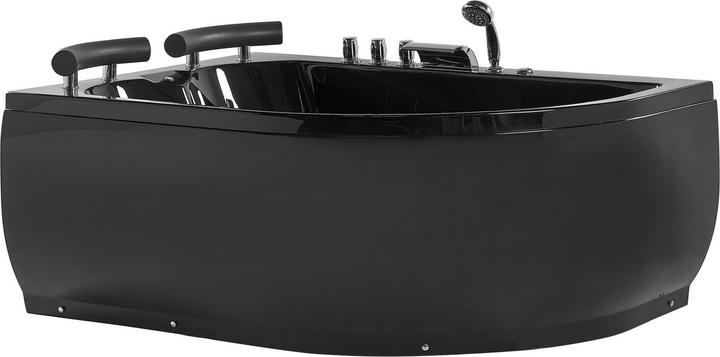 Image du produit Beliani Baignoire à hydromassage noire modèle d'angle avec LED à droite 160 cm x 113 cm PARADISO (427 l, 160 cm, 113 cm)