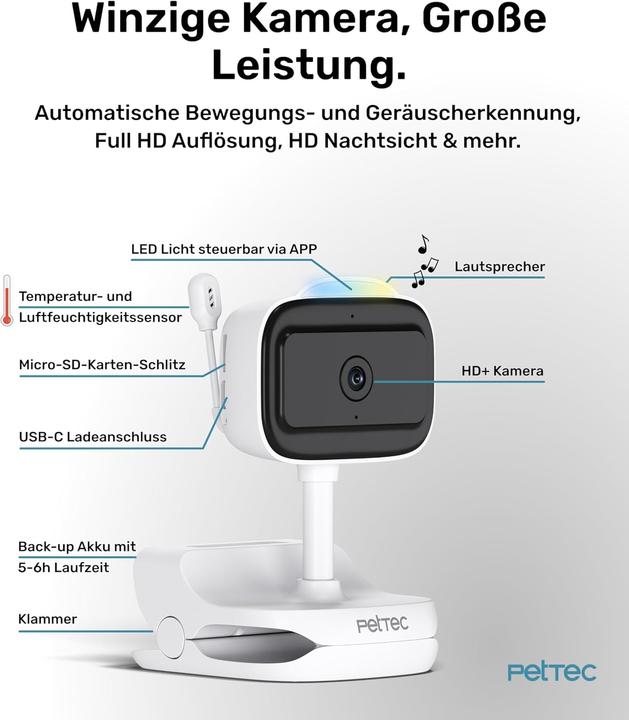 Image du produit PetTec Überwachungskamera mit App und Nachtsicht