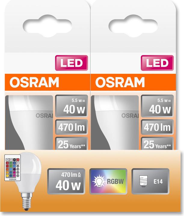 Produktbild Osram Led Retrofit Rgbw Lamps With Remote Control (E14, 40 W, 470 lm, 1 x, F)
