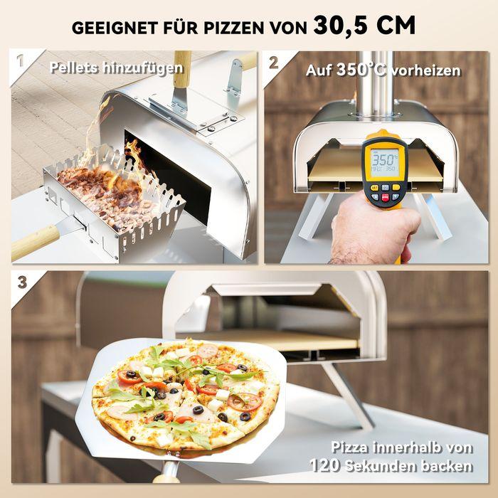 Produktbild Swisshandel24 Outdoor Pizzaofen Holzbefeuerter Pizza Ofen Edelstahl, Pizzastein (Pizzaofen Holz)