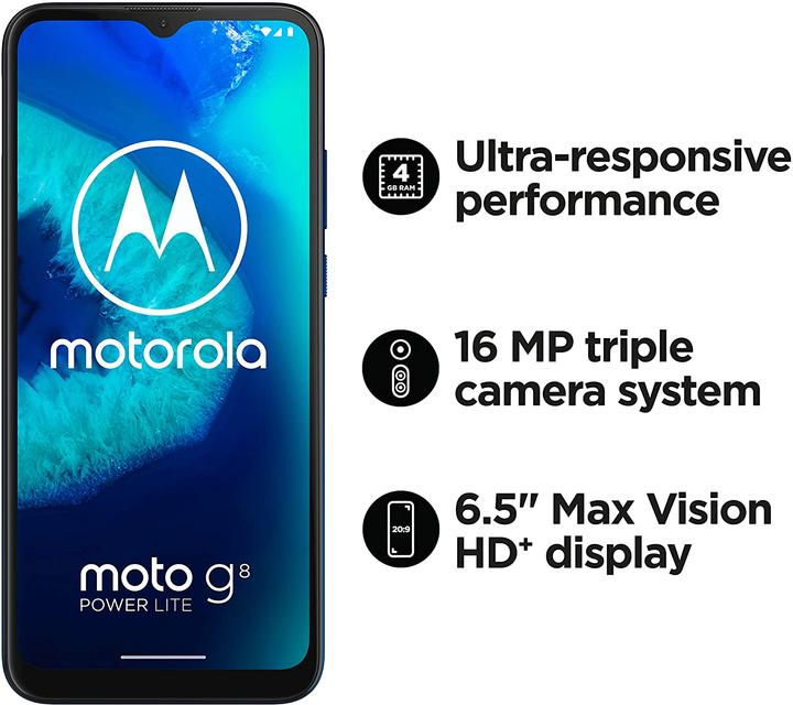 Image du produit Motorola Moto G8 Power Lite (64 Go, Bleu royal, 6.50", Double SIM, 16 Mpx, 4G)