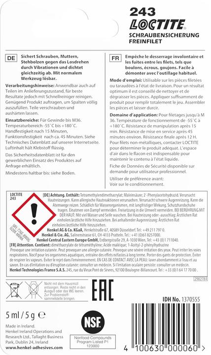 Produktbild Loctite Schraubensicherung 243 (20 g, 5 ml)