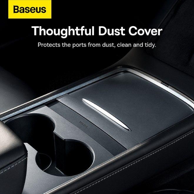 Image du produit Baseus HUB USB T-Space Series pour Tesla Model 3 / Y avec câble USB C 45W intégré - Noir