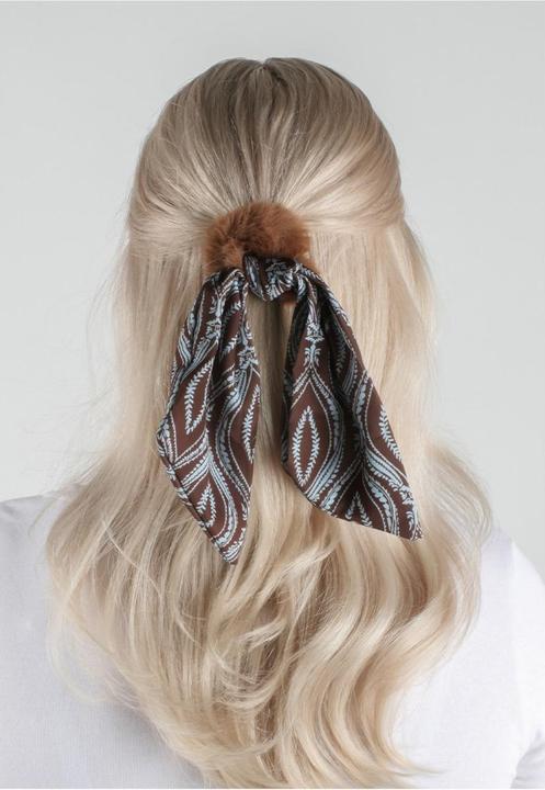 Produktbild Trisa Hair - Fake Fur Scrunchie, black brown (Haargummi)