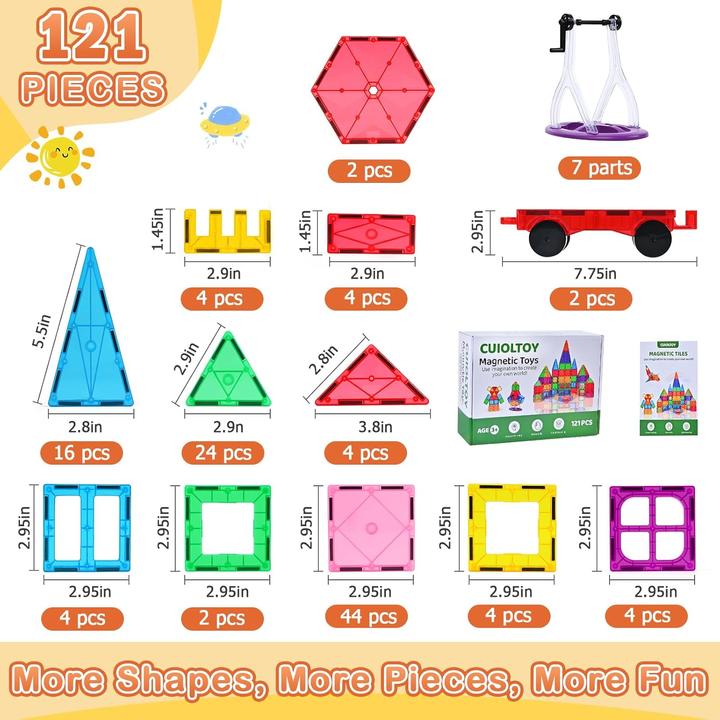 Actual product image Cuioltoy 121-piece magnetic building block set