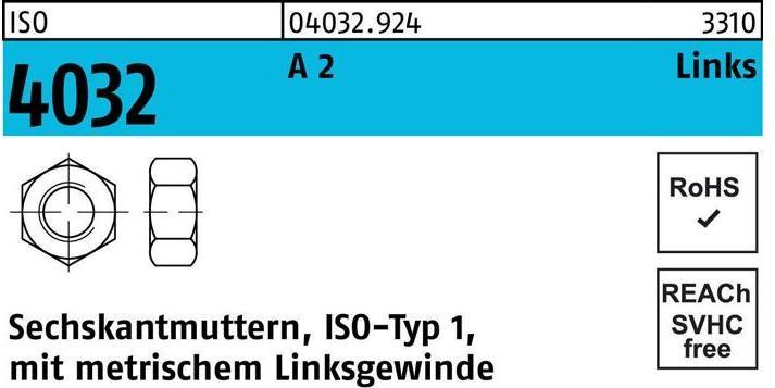 Bufab Hexagon nut ISO 4032 left M 12 A 2 (- 70) (M12)
