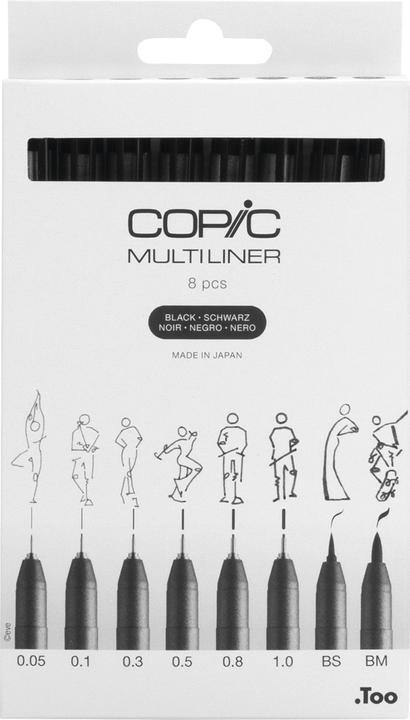 Produktbild Copic Multiliner Set schwarz, 8 Stück (Schwarz, 8 x)