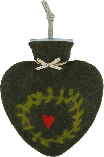 Dorothee Lehnen Hot Water Bottle Mistletoe and Heart, 0.7l, green (0.70 l)