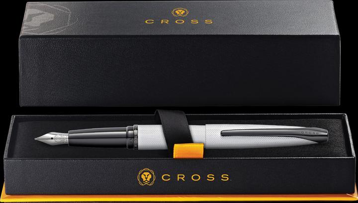 Actual product image Cross Fountain pen ATX FFH chrome with etched diamond pattern (in brushed chrome with milled diamond pattern, 1 x)