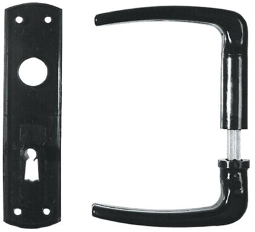 Actual product image Bever Lever handle set Universal rim lock BB black 55 mm square spindle 8 mm (Door set)