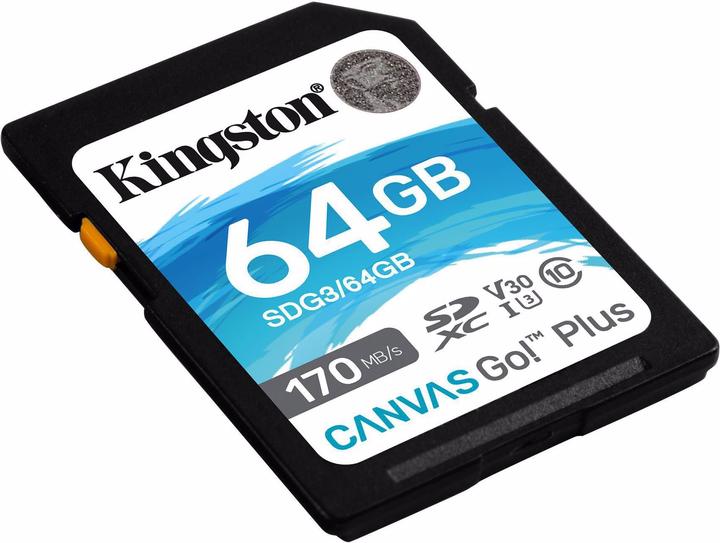 Image du produit Kingston Canvas Go! Plus (64 Go, SDXC, U3, UHS-I)