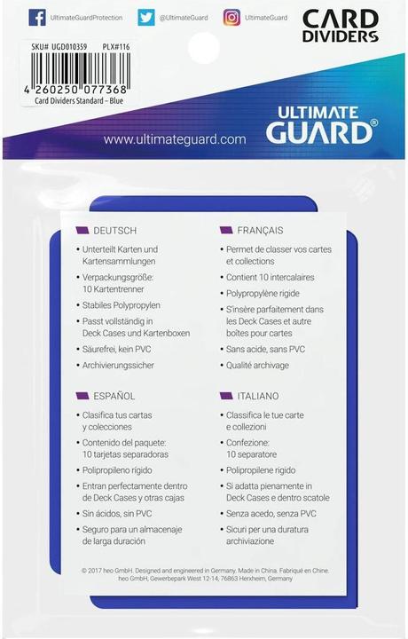 Actual product image Ultimate Guard Card Separator Standard Size Blue 10