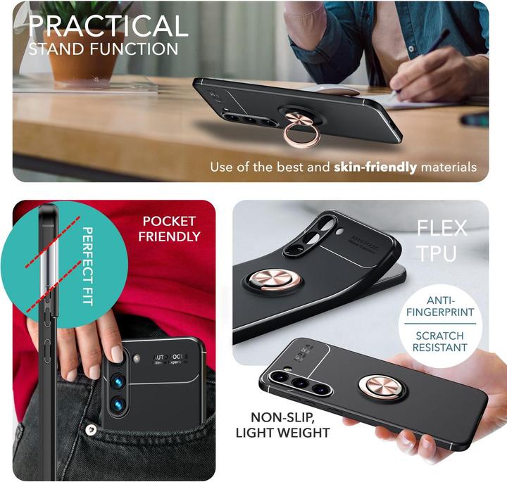 Produktbild Nalia Matte Ring Silikon Hülle mit 2x Displayschutz (Samsung Galaxy S23+)