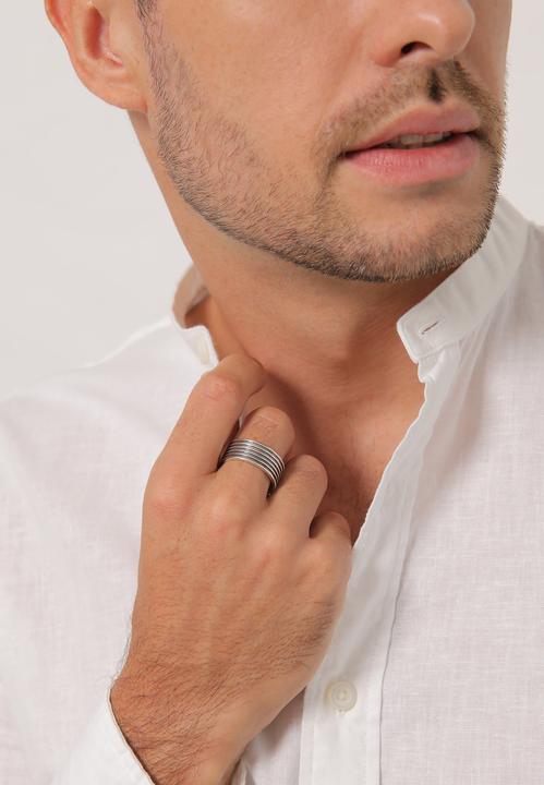 Produktbild Kuzzoi Ring Herren Bandring Massiv Rillen 925 Silber (58, 925 Silber)