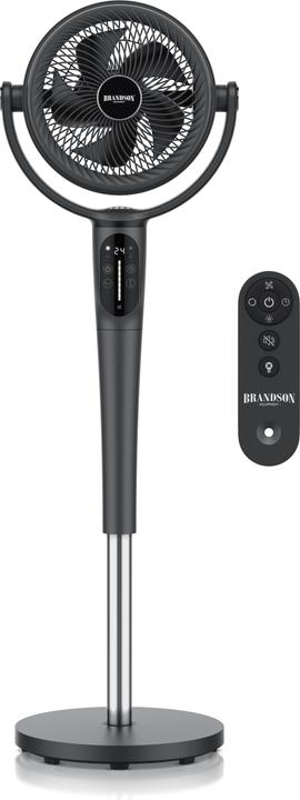Actual product image Brandson Standventilator, Fernbedienung, leise, DC, 3D Oszillation, 21.5 cm Ø, Nachtlicht, Timer, 24 Stufen (57 dB)