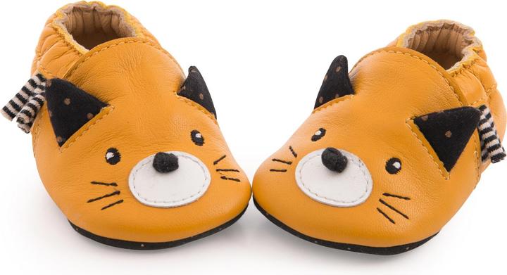 Image du produit Moulin Roty Chaussons en cuir chat jaune 6/12 mois, Les Moustaches (12)