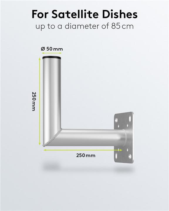 Immagine prodotto Goobay Supporto a parete per piatti SAT di Aluminuim, grigio (Specchi + antenne Montaggio)