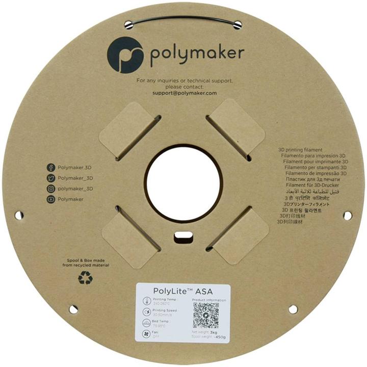 Image du produit Polymaker PolyLite ASA Noir 1,75 mm 3 000 g (ASA, 1.75 mm, 3000 g, Noir)