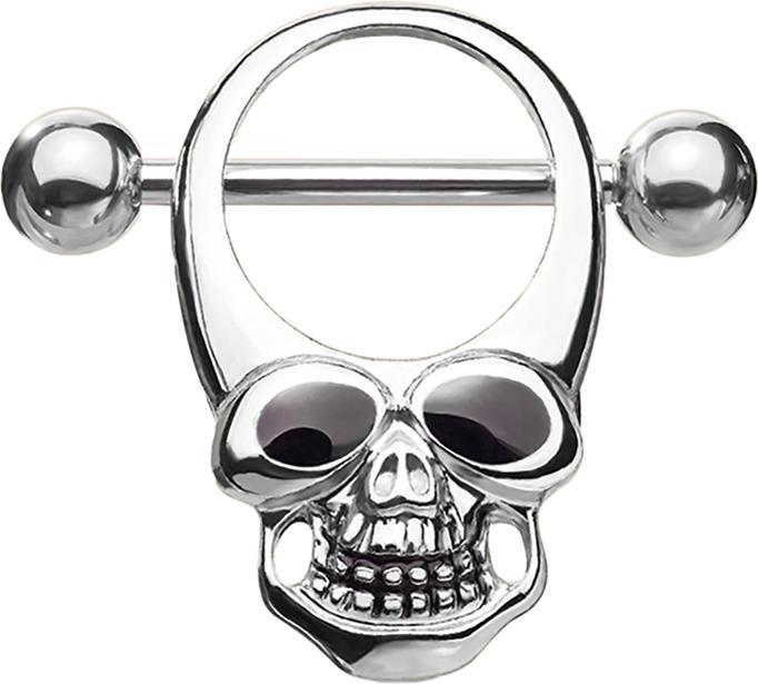 Immagine prodotto Star Piercing Barbell silber mit zwei Kugeln Totenkopf (Acciaio chirurgico 316L, Ottone)