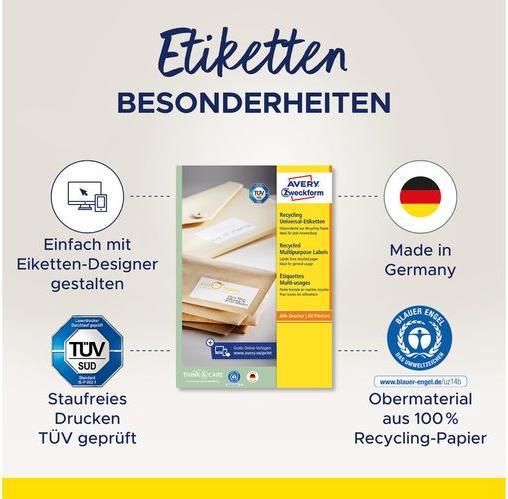 Actual product image Avery Universal labels 105 x 48 mm, 10 sheets