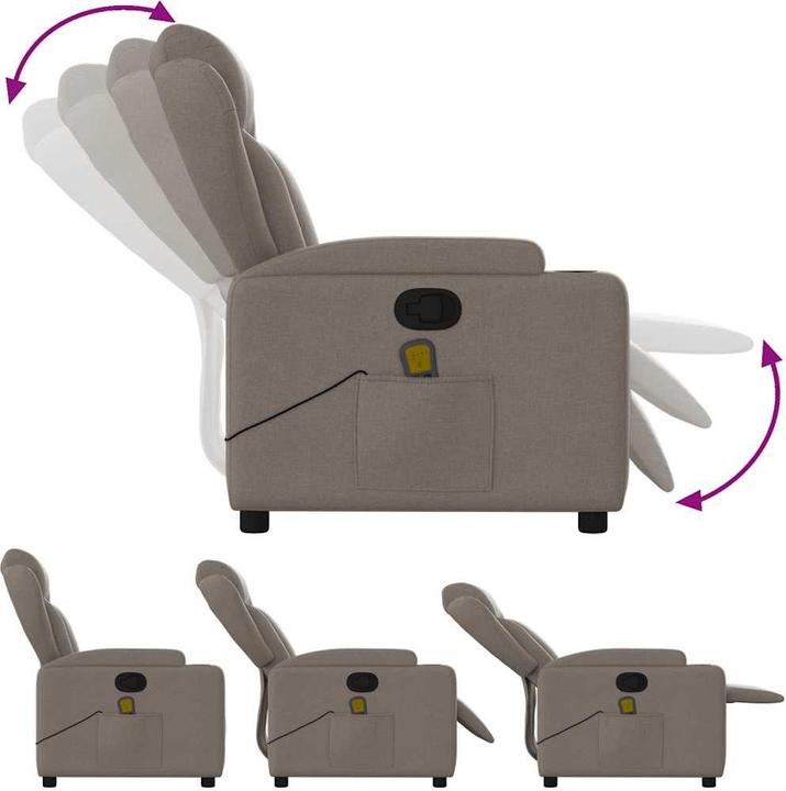 Actual product image VidaXL Massage chair taupe fabric,Colour: Taupe,Material: Fabric (100
