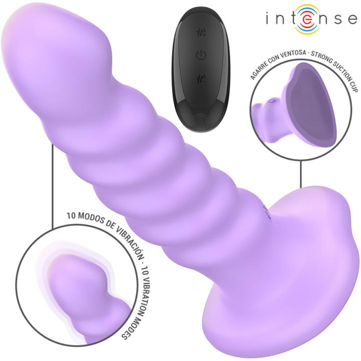 Actual product image Intense Brenda Vibrator Size M Spiral Design 10 Vibrations Purple Remote Control