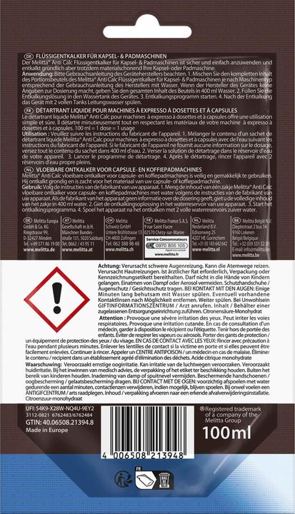 Produktbild Melitta Anti Calc Flüssigentkalker (100 ml)