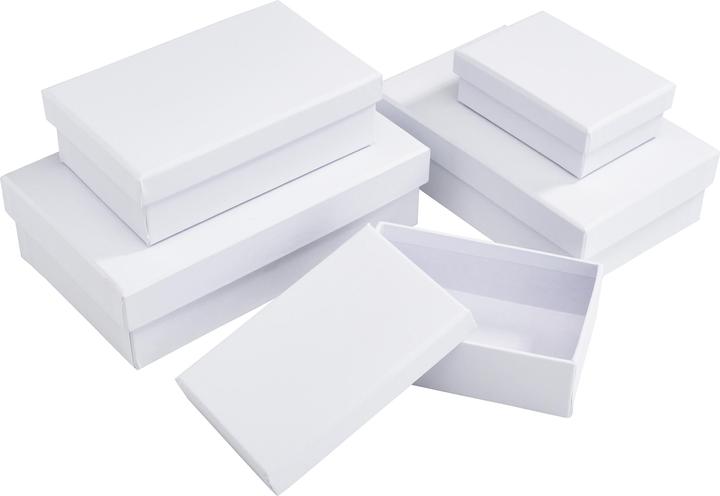 Produktbild VBS Schachteln "Rechteckig", flach, 5er-Set, Karton, Weiss, ca. 16,5 x 10,2 x 4,5 bis 8,...