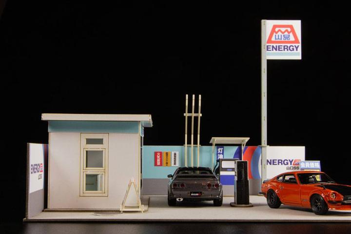 Actual product image Plum Original Illustration Paper Model Kit 1/64 Gas Station 11 cm (re-run)