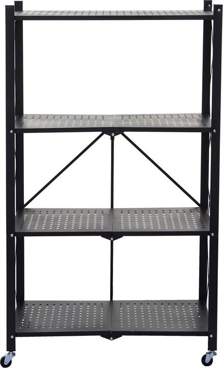 Immagine prodotto Swisshandel24 Scaffale HWC-J85, scaffale verticale per soggiorno, pieghevole/pieghevole in acciaio nero, 4 (126 x 71 x 36 cm)