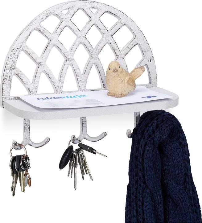 Actual product image Relaxdays Coat Rack, Shelf & Hooks (27 x 12 x 23 cm)