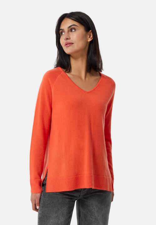 Cash-Mere Kaschmir V-Ausschnitt Pullover mit Seitenschlitzen