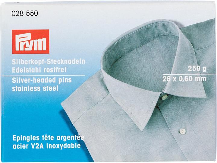 Actual product image Prym Silver head pin V2A 0.60 x 26 mm, carton 250 g