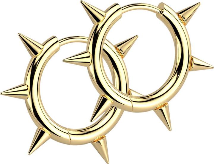 Actual product image Star Piercing Ohrring zum Klappen vergoldet mit Cones (without brass, Surgical steel 316L)