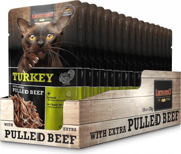 Image du produit Leonardo Cat Food Turkey & Pulled Beef (Adulte, 1 pcs, 90 g)