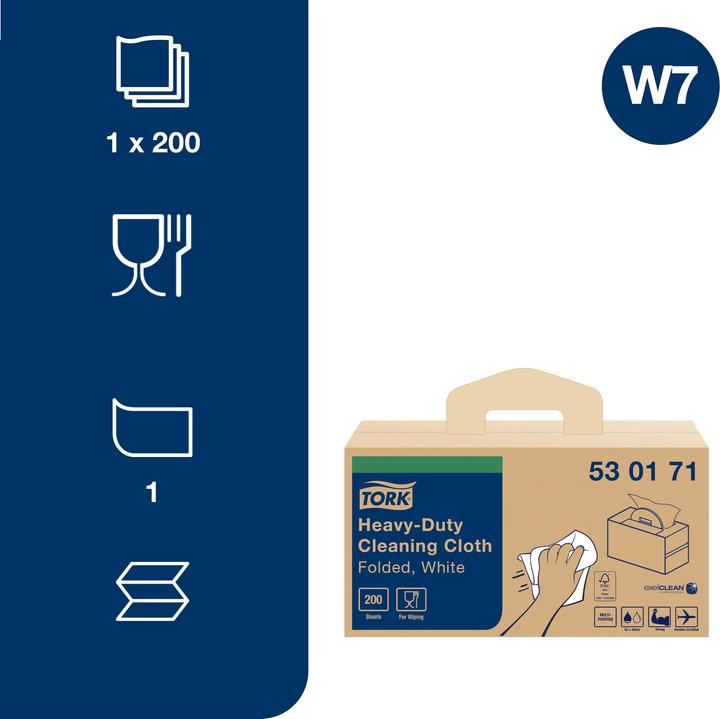 Image du produit Tork HD Cleaning Cloth White 1x200 (200 pcs)