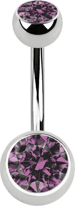 Immagine prodotto Star Piercing Banana argento con due sfere di cristallo viola chiaro (Acciaio chirurgico 316L, senza ottone)