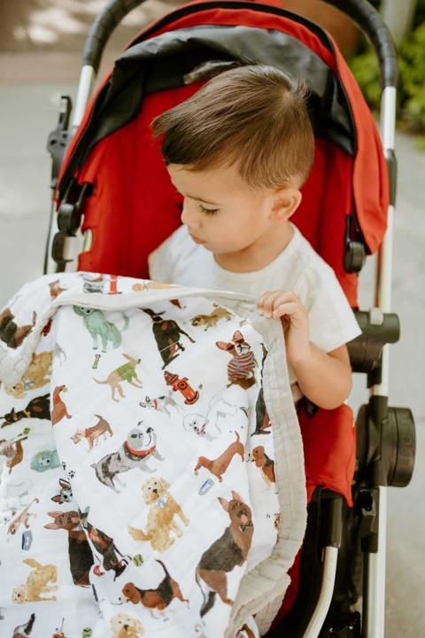 Actual product image little unicorn Cotton Muslin Baby Blanket - Woof (120 x 120 cm)