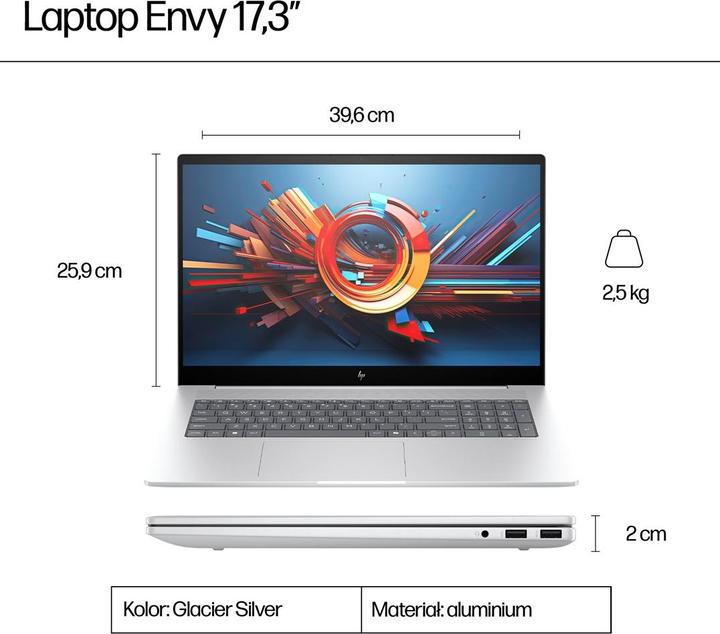 Produktbild HP Envy 17T-DA000 Ultra 7-155H 17.3 FHD Touch 16GB SSD512 BT Win11 Glacier Silver (REPACK) 2Y