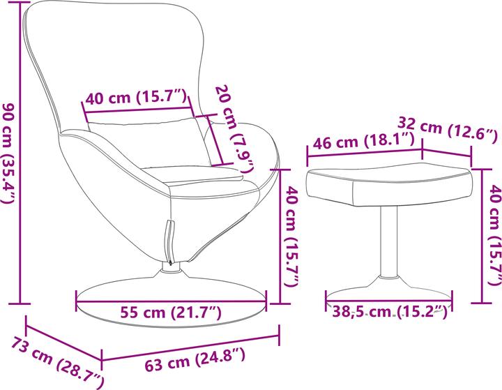 Image du produit VidaXL Chaise oeuf avec repose-pieds en velours noir