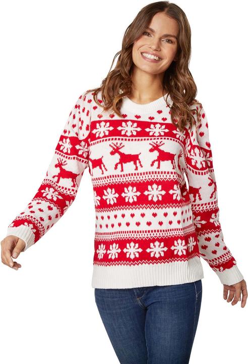 Produktbild tectake Weihnachtspullover Winterzauber weiss-rot für Frauen (M)