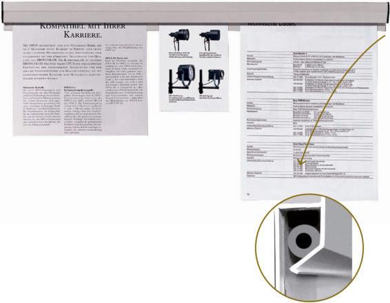 Produktbild Franken Papierklemmschiene, Aluminium, Länge: 1.500 mm selbstklebend, beliebig erweiterbar, Wandmontage mit